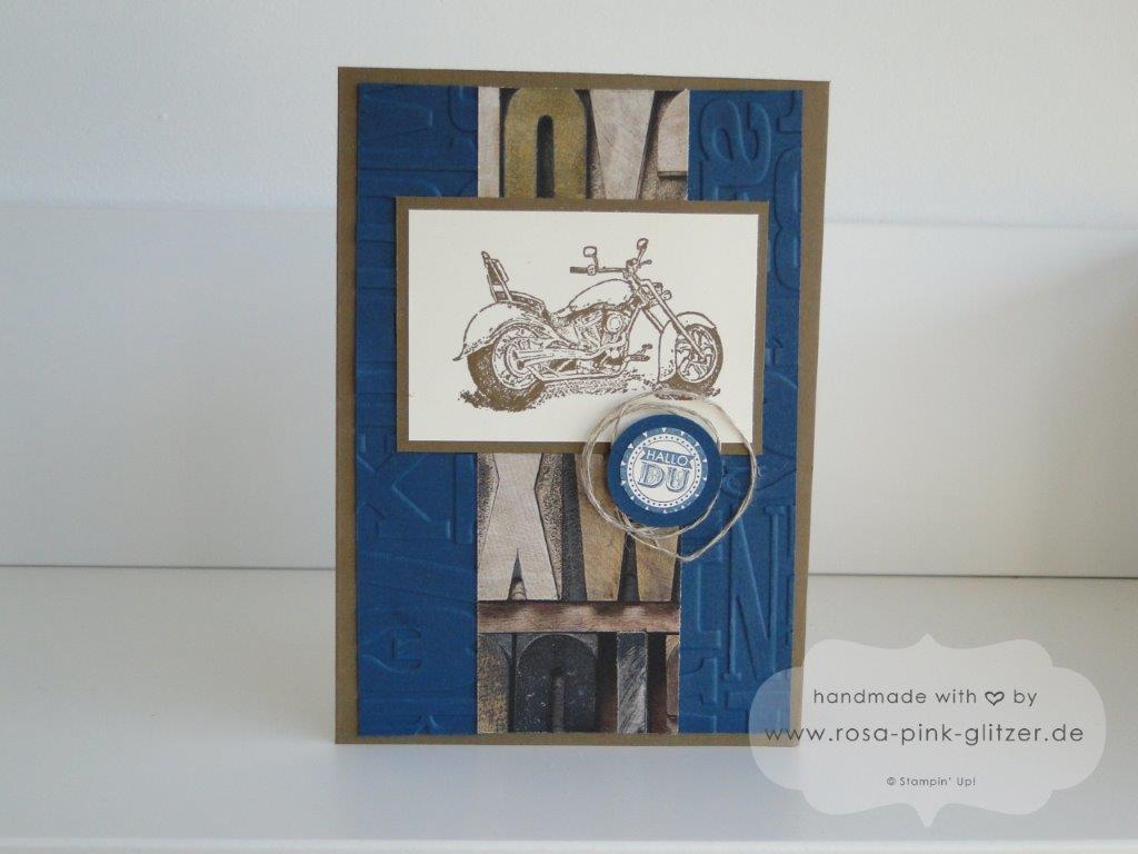 Stampin up Landshut - Männerkarte Motorrad Harley 1 - Kopie