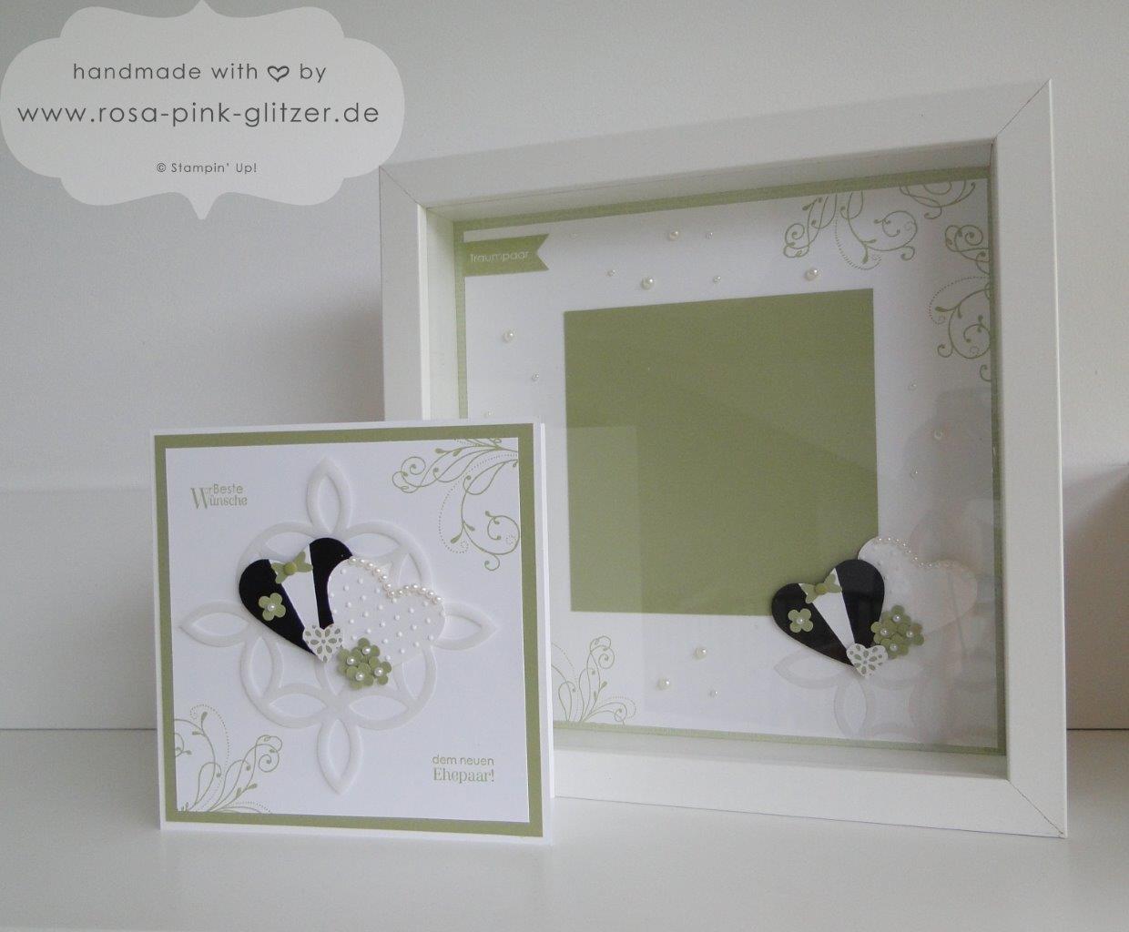 Stampin up Landshut - Hochzeitskarte und Hochzeitsrahmen Grün Weiß 4