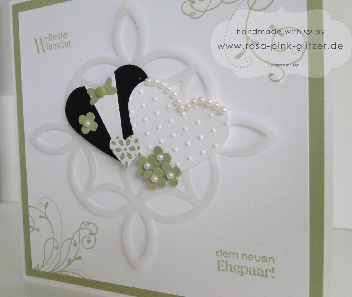 Stampin up Landshut - Hochzeitskarte und Hochzeitsrahmen Grün Weiß 5