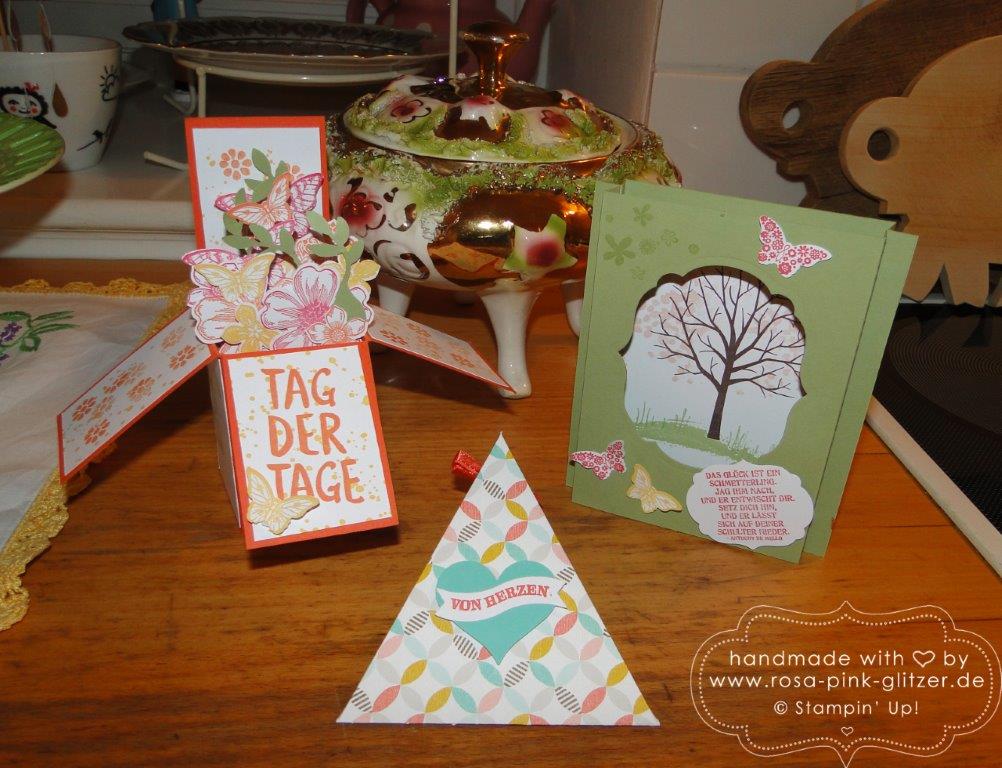 Stampin up Landshut - Workshop Tina Card-in-a-box Windowcard Dreiecksbox 10