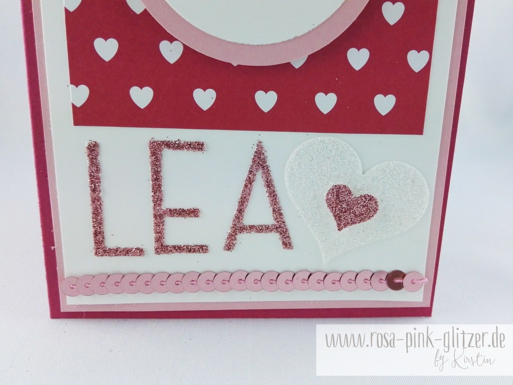 Stampin up Landshut - rosa-pink-glitzer Prinzessinnenkarte für Lea 2