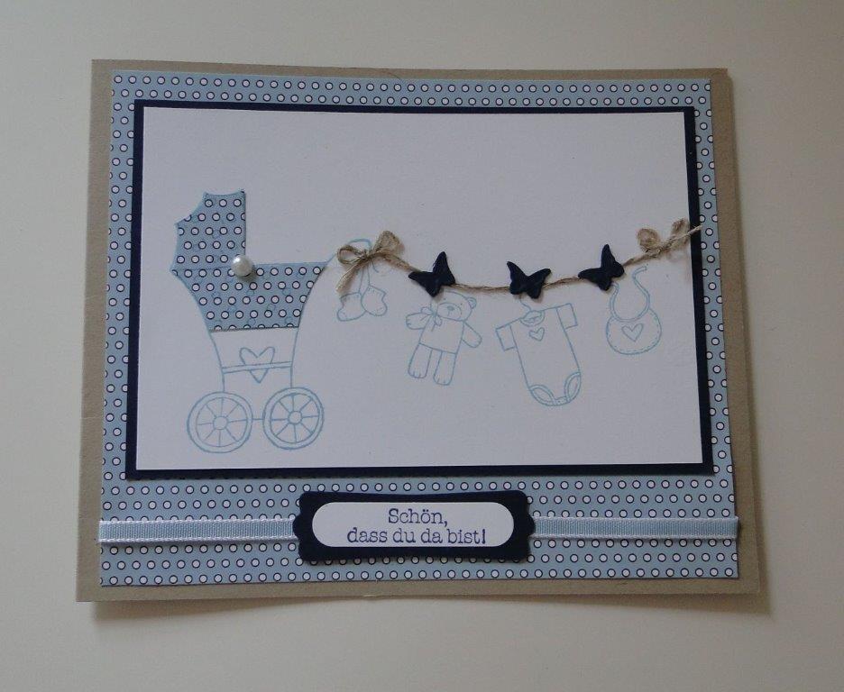 Stampin up Landshut - Fürs Baby - Babykarte zur Geburt für einen Jungen