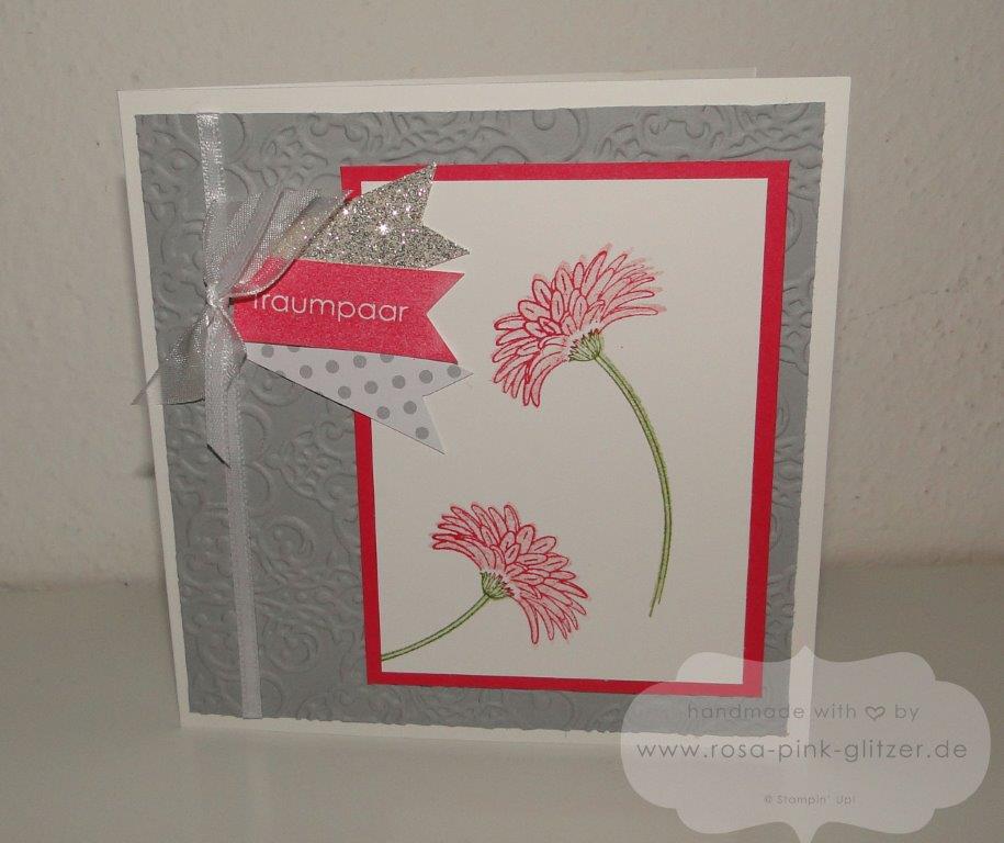 Stampin up Landshut - Hochzeitskarte pinke Gerbera 1